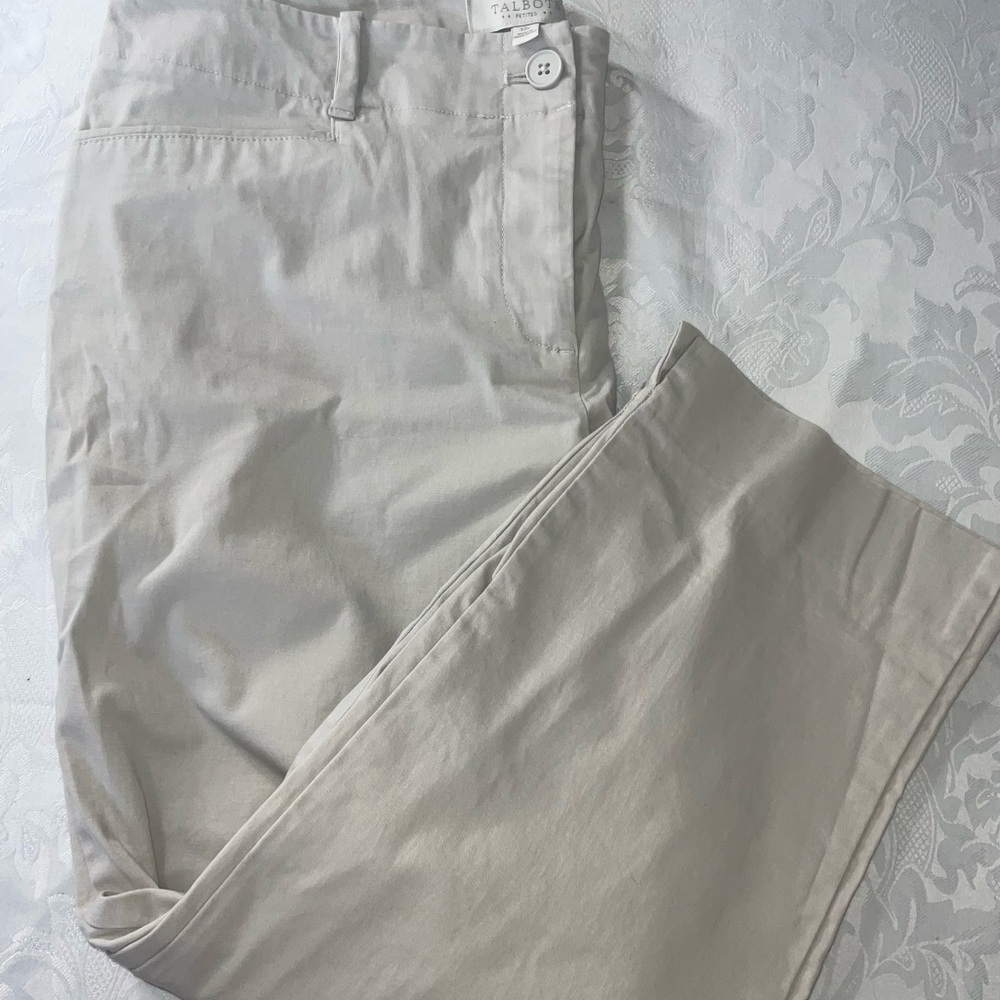 Talbots Petites Women's Cotton Stretch Jeans Cropped Size 12P Light Khaki/Beige